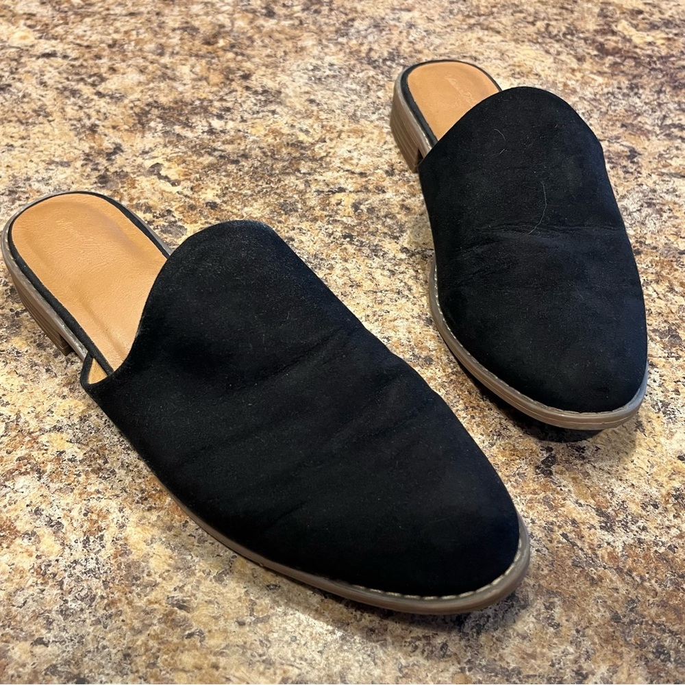 Black Suede Mules 10